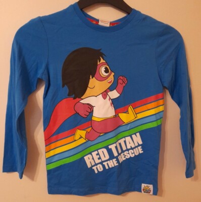 Ryan’s world long sleeved T-shirt Red Titan To The Rescue years NEW  BNWT UK