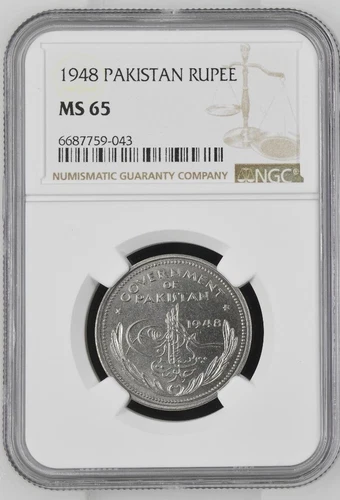 Pakistan 1 Rupee 1948 NGC MS 65
