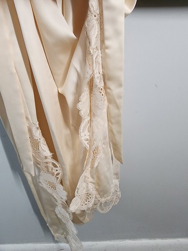 Camicia da notte EVE STILLMAN lingerie abito slip raso beige pizzo lunga impero L nuova con etichette - Foto 11 di 11