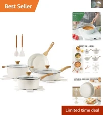 Non-Toxic 13-Piece Ceramic Cookware Set with Stay-Cool Handles and Accessories