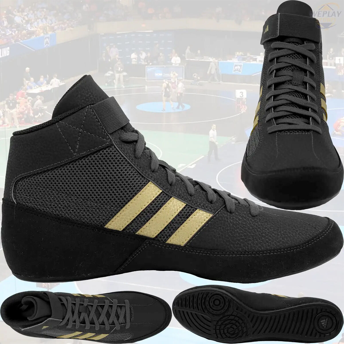 Adidas HVC Youth Kids Grade School Black Gold Wrestling Adidas HVC Youth Kids Grade School Black Gold Wrestling