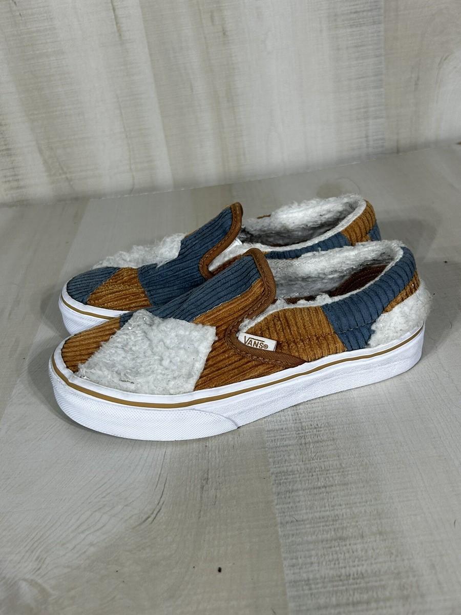 Size Vans Kids Youth Shoes Classic Slip On Patchwork Cozy Cord  Clean!!!!!