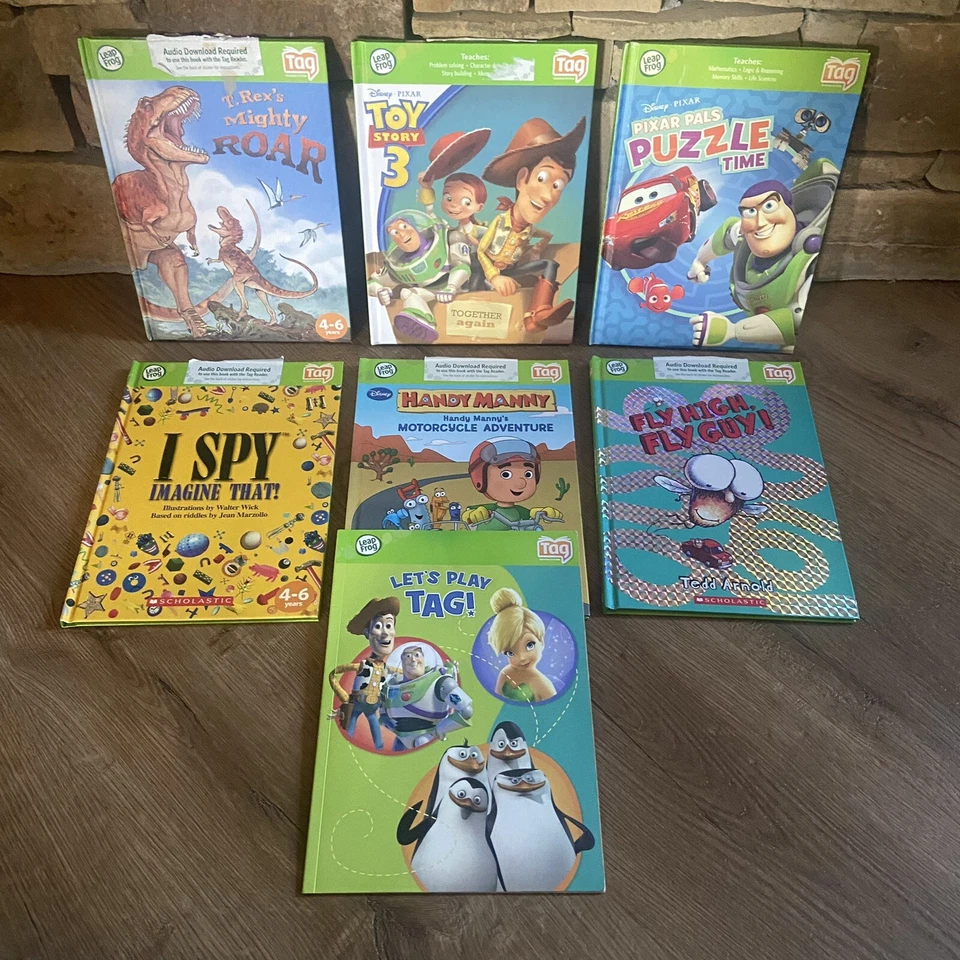 Leapfrog Tag Reading System 6 Books Green & Clear Case 5 HC 1 PB I Spy Toy Story - Image 3 of 4