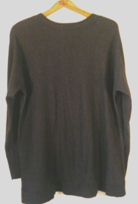 Eddie Bauer Womens Top L-XL Long Raglan Sleeve Vneck Charcoal Gray