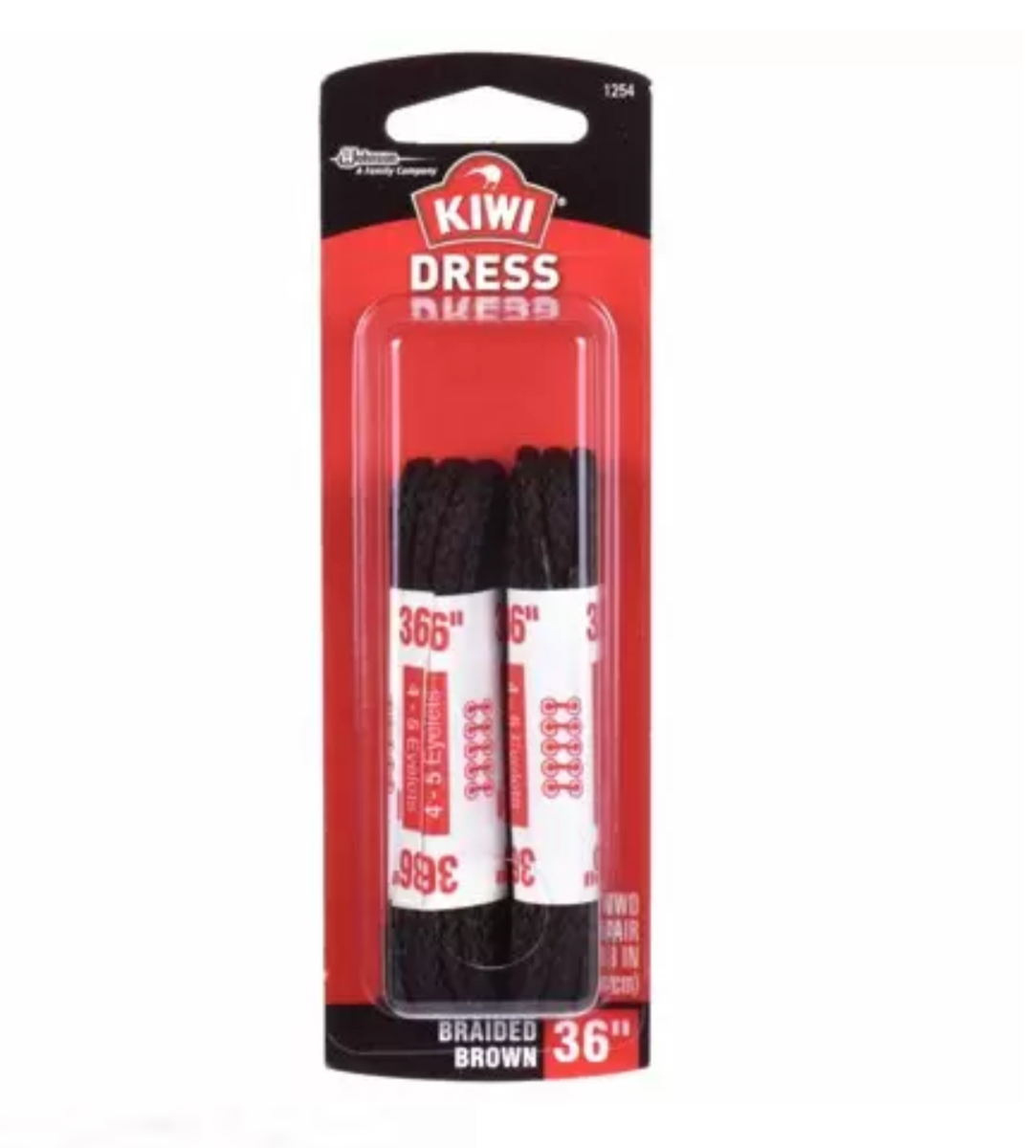 Kiwi Dress Laces, 36 inches, Braided Brown, 2 Ct