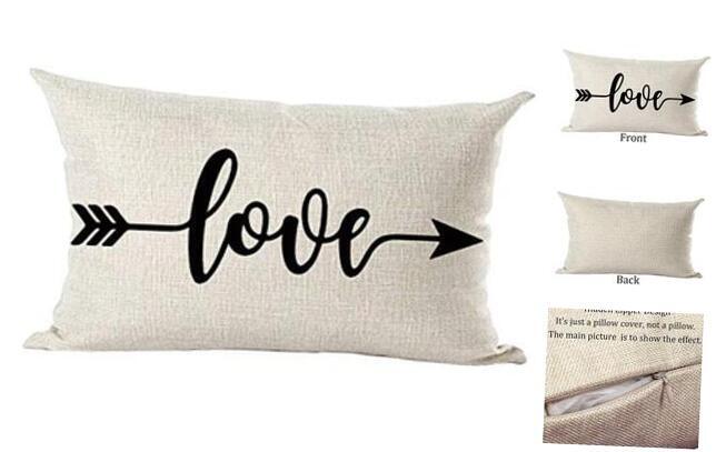 Black Word Art Love Arrow Gift for Lover Valentine's Day Decorative Lumbar