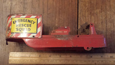 vintage tin litho EMERGENCY RESCUE SQUAD truck trailer part