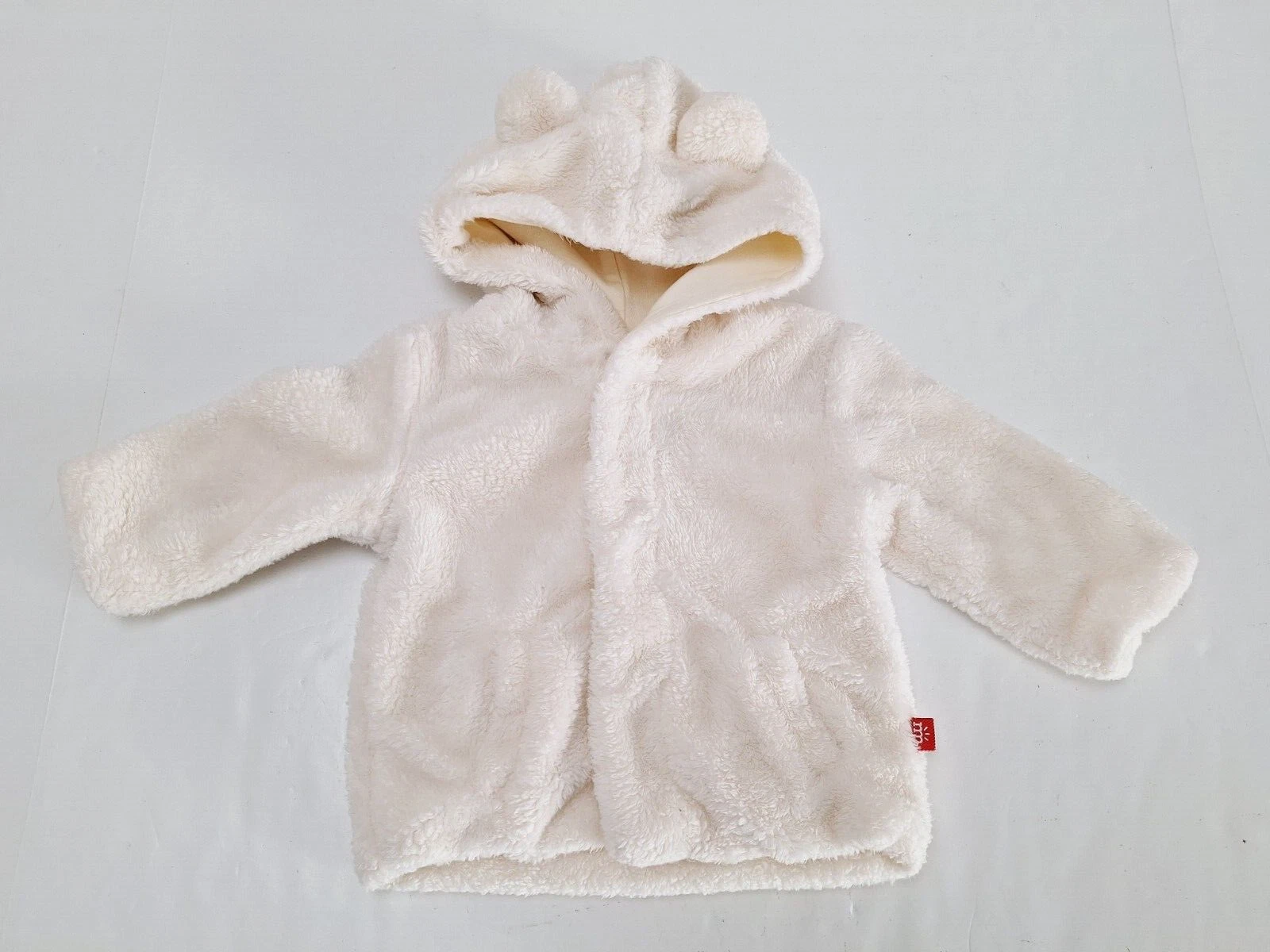 OFF WHITE Giacca Magnetic Me 0 6 Mesi Panna Pile Orso Cappuccio Manica Lunga Foderata h
