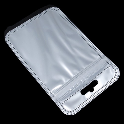 Bolsa de plástico blanca transparente resellable con cremallera bolsas de bloqueo de embalaje al por menor con orificio colgante - Imagen 6 de 7