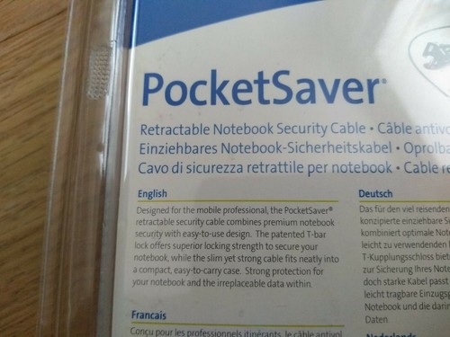 Kensington Security Cable PC 1500137 LAPTOP NOTEBOOK Retractable PocketSaver - Afbeelding 5 van 6