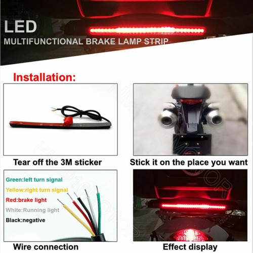 4pcs LED Light Strip Tail Brake Turn Signal For Harley Cafe Racer Chopper Bobber - Bild 6 von 9