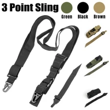 Tactical Three 3 Point Sling Rifle Gun Adjustable Strap Quick Detach QD Mount