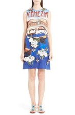 NEW Dolce & Gabbana Floral & Crystal Embellished Silk Shift Dress 40 US 4 #DD104