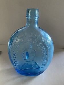 Cobalt Blue Embossed Empire Glass Works Bottle General Taylor Never Surrenders