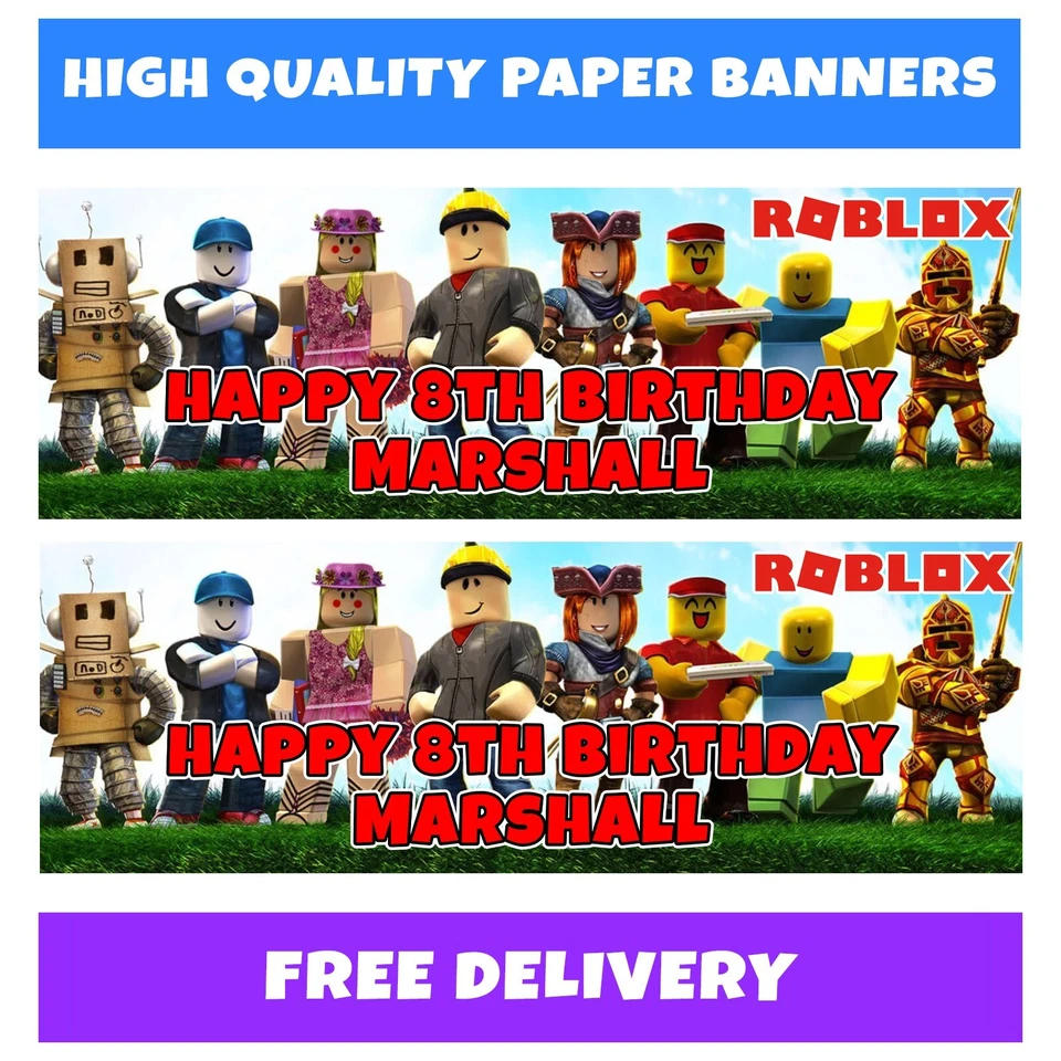 ROBLOX Personalised Birthday Banner - Roblox Gaming Birthday Party Banners