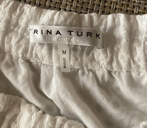 Trina Turk Los Angeles ~ White Overall Embrodery Lined Shirt/Top M ~ 100% Cotton - Picture 5 of 9