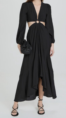 jonathan simkhai dress black Signature Talita Long Sleeve Midi Dress - Black