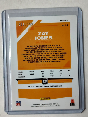 2019 PANINI OPTIC AQUA ZAY JONES 218/299 FOOTBALL CARD #13 | eBay