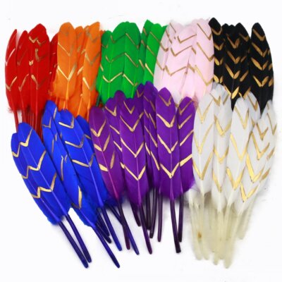 10-100 pcs Direction Shape Gold Duck feather 10-15cm For Wedding making Plume 