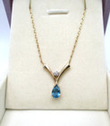 14K Yellow Gold Blue Topaz & Diamond Pendant Necklace 16" [N106] — photo 9