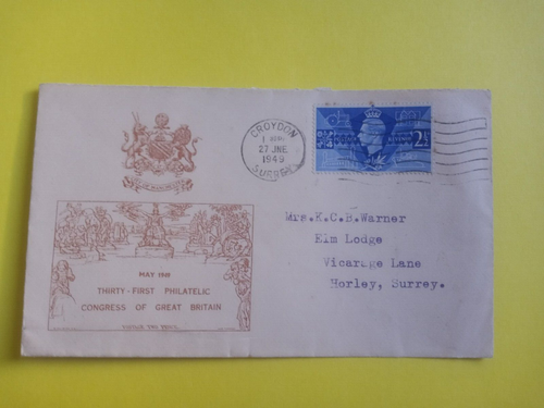 RAR! GROSSBRITANNIEN COVER DREISSIG ERSTER PHILATELISTISCHER KONGRESS, MAI 1949 MANCHESTER