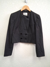 Nipon Coature for Neiman Marcus Black Cropped Jacket Double Breasted Linen Sz 10