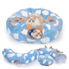 Cat Tunnel Bed, Tunnels for Indoor Cats with Washable Circle Cushion, Multifu...