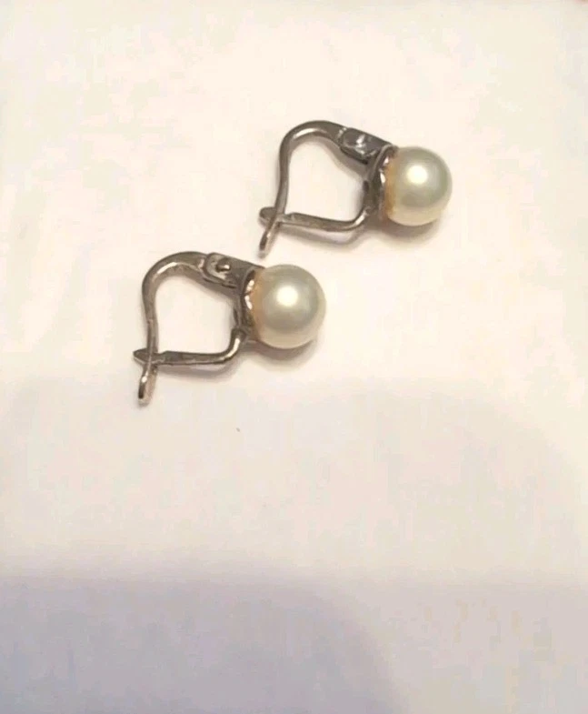 Vintage Gold-plated Sterling earrings with pearls Catalan clasp. - Image 2 of 4