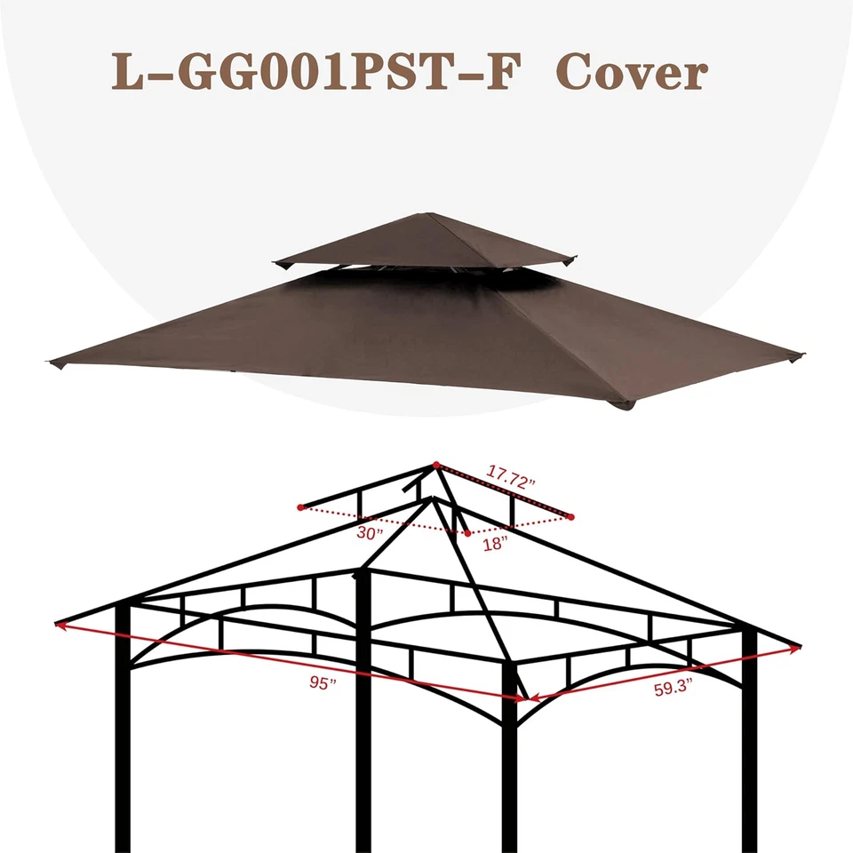 Replacement Canopy Grill BBQ Gazebo Roof Top, for Gazebo Model L-Gg001Pst-F,(Bro - Image 4 of 4
