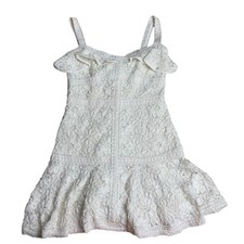 Alexie Lace Dress Size L White Sleeveless Ruffle Hem Mini Cocktail Party