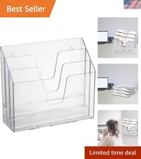Horizontal Triple File Folder Organizer Sorter, Letter Size, Clear  3 compar...