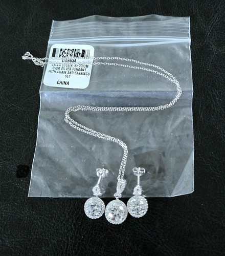 💎BELLA LUCE JTV 925 STERLING PREMIUM CZ HALO HALSKETTE/ OHRRINGE SET - Bild 13 von 14