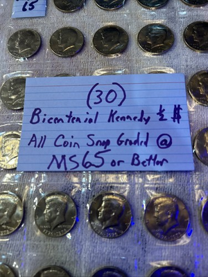 #ad 30 Bicentennial Kennedy Half Dollars All Coin Snap At 65 $140.00