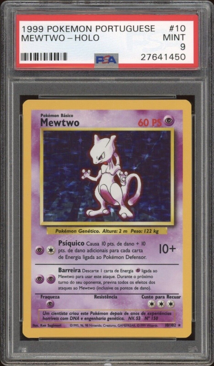 1999 Pokemon PORTUGUESE Unlimited Base Set Mewtwo Holo 10/102 PSA