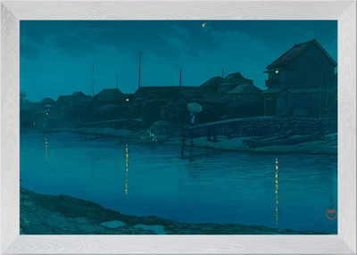 Ukiyo e Omori Coast Framed Wall Art Poster Canvas Print Picture