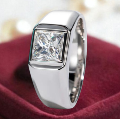 Princess-Schliff 2,00 kt 14 kt Weißgold IGI Lab Created Herren Diamant...