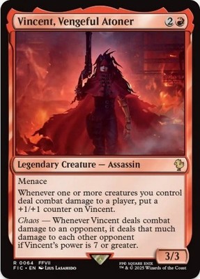 1 x Vincent, Vengeful Atoner - Final Fantasy Commander - LP - MTG