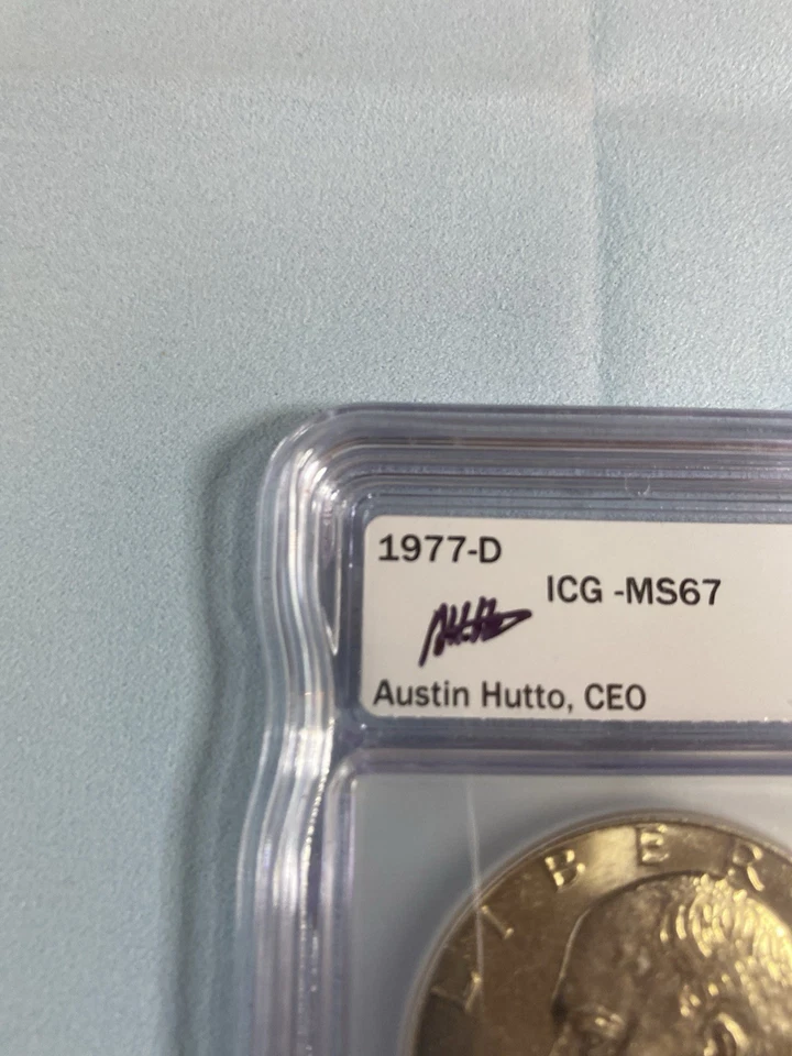 1977 -D Eisenhower Dollar ICG MS-67 Austin Hutton Signed Slab -GEM-FREE SHIPPING - Image 2 of 4