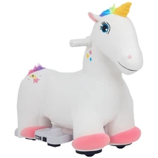 6V Kids Electric Ride on Unicorn w/ Music Forward, White