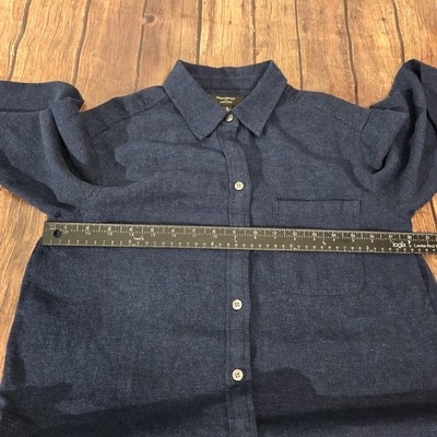 Banana Republic Linen Blend Shirt Dress Womens S Navy Chambray Mini Long  Sleeve | eBay
