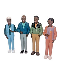 Vintage 2004 Lot Of 4 Lakeshore Learning Block Community FIgures; Black Adults