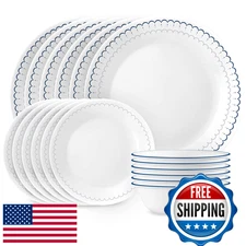 Corelle Caspian 18-Pc Dinnerware Set, Service for 6, Vitrelle Glass, Chip Resist