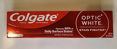Colgate Optic White Teeth Whitening Toothpaste Clean Mint Paste 2 Pack
