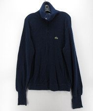 VTG Lacoste Sweater Men Large Blue Izod 70s 80s Turtleneck 1/4 Zip Crocodile 