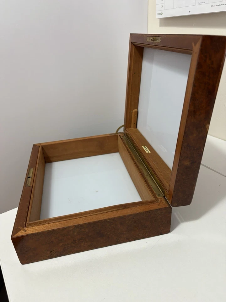 Vintage Alfred Dunhill Zigarren Humidor Schreibtisch Box Milchglas ohne Schlüssel - Bild 3 von 4