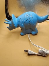 Dinosaur Night Light Lamp Ceramic Blue Electric Kids Bedroom Night Light
