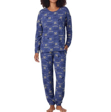 NEW Harry Potter Hogwarts Women's Pajama Set Blue Yellow Print Small Rayon
