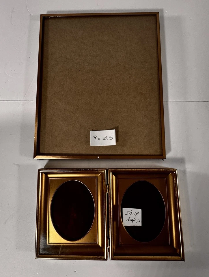 VTG Brass Gold Tone Picture Photo Frame MCM Ovals Bifold Various MIXED LOT 0f 9 - Image 3 of 4