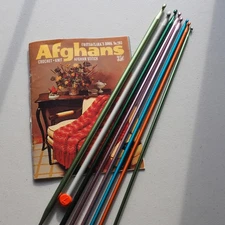 8 Vintage Afghan Crochet Hook Lot 14" Size G H I J K USA Boye Tapered Bates Novi