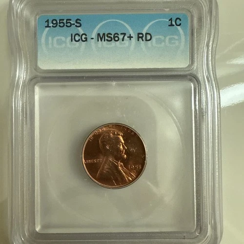 1955-S Lincoln Cent MS67+ RD ICG